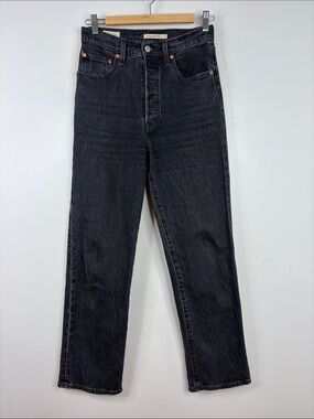 Levi's Jeans Womens 27 x 29 Black Ribcage Straight Ankle Stretch Denim Retro